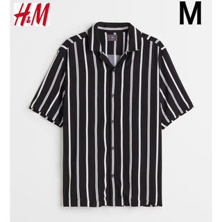 新品 H&M リゾート ストライプ シャツ M.
