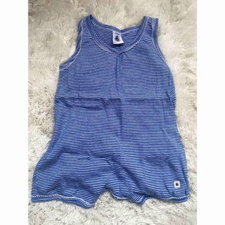 プチバトー(PETIT BATEAU)のプチバトー　ベビーロンパース　ノースリーブ　ボーダー　petitbateau 服(ロンパース)