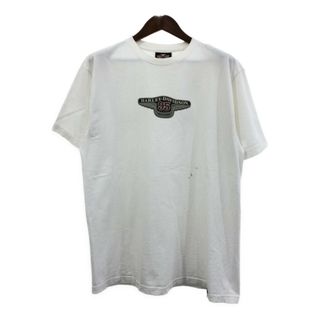 Harley Davidson - USA製 HARLEY DAVIDSON ハーレーダビッドソン 半袖Ｔシャツ バイク モーターサイクル ロゴ ホワイト (メンズ LARGE) 中古 古着 Q8507