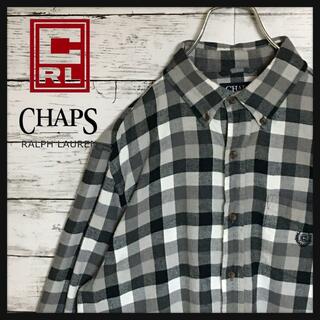 CHAPS - 【人気カラー白黒色】チャップス☆長袖チェックシャツ　人気サイズM H240