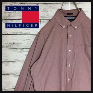 トミーヒルフィガー(TOMMY HILFIGER)の【人気デザイン】トミーヒルフィガー☆長袖チェックシャツ　赤色　サイズS D86(シャツ)