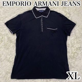 Emporio Armani - 大きいサイズ　エンポリオアルマーニ　半袖　ポロシャツ　黒　イーグルマーク　XL