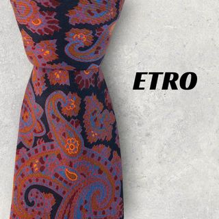 ETRO - 【6226】美品！エトロ　ネクタイ　ネイビー系×レッド系