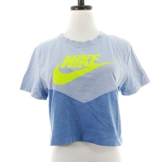 ナイキ(NIKE)のナイキ Tシャツ カットソー 半袖 クロップド丈 プリント L 青 トップス(Tシャツ(半袖/袖なし))