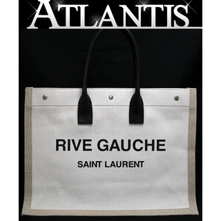 サンローラン(Saint Laurent)の美品 サンローランパリ SAINT LAURENT PARIS RIVE GAUCHE リヴゴーシュ トートバッグ ビジネスバッグ キャンバス 白系 【64794】(トートバッグ)