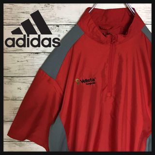 アディダス(adidas)の【ツートンカラー赤灰色】アディダス☆ハーフジップナイロンシャツ M G59(Tシャツ/カットソー(半袖/袖なし))