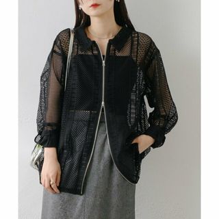 パルグループアウトレット(PAL GROUP OUTLET)の【ブラック】【Kastane】ハシゴレースシアーZIPシャツ(シャツ/ブラウス(長袖/七分))