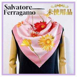 Salvatore Ferragamo - サルヴァトーレ　フェラガモ　Ferragamo スカーフ　ピンク　絹　未使用品