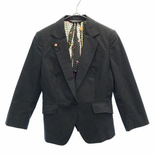 ポールスミス(Paul Smith)のポールスミス ブラックレーベル ストライプ テーラードジャケット 38 ブラック系 Paul Smith BLACK LABEL レディース(テーラードジャケット)