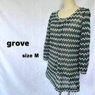 グローブ(grove)のgrove グローブ 編み込みチュニック パール 編み込みトップス M(チュニック)