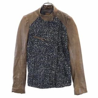 ギャップ(GAP)のギャップ スタンドカラー レザージャケット XXS 黒×ブラウン GAP 羊革 袖ジップ レディース(その他)