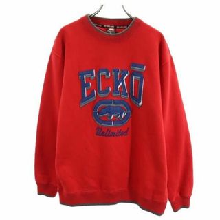 エコーアンリミテッド(ECKŌ UNLTD（ECKO UNLTD）)の新品 エコーアンリミテッド 長袖 トレーナー L レッド ECKO UNLTD スウェット 裏起毛 メンズ(スウェット)