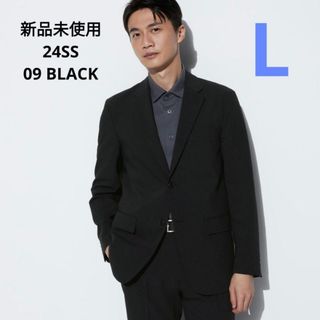 ユニクロ(UNIQLO)の新品 ユニクロ 24SS 感動ジャケット2WAY ウールライク  ブラック L(テーラードジャケット)