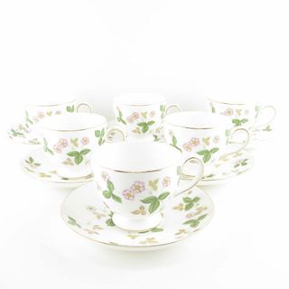 ウェッジウッド(WEDGWOOD)の美品 WEDGWOOD ウェッジウッド ワイルドストロベリー ティーカップ＆ソーサー 6客 リー セット SY9444J (グラス/カップ)