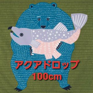 ムスビ(MUSUBI)の撥水加工ふろしき　くまとさけ　グリーン　むす美　アクアドロップ(エコバッグ)