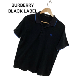 バーバリーブラックレーベル(BURBERRY BLACK LABEL)のバーバリーブラックレーベル　ポロシャツ　ホースロゴ　XL ブラック(ポロシャツ)