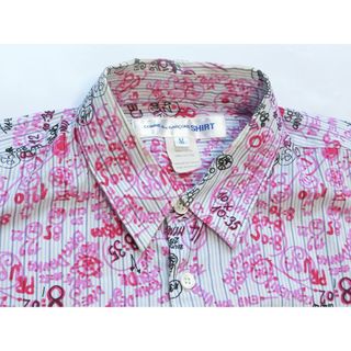 コムデギャルソンシャツ(COMME des GARCONS SHIRT)のGARCONS SHIRT コムデギャルソン　ストライプにコミック柄の半袖シャツ(シャツ)