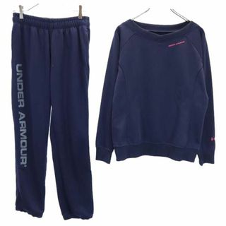 アンダーアーマー 長袖 トレーナー 上下 セットアップ 上:XL 下:MD 紺 UNDER ARMOUR スウェット メンズ