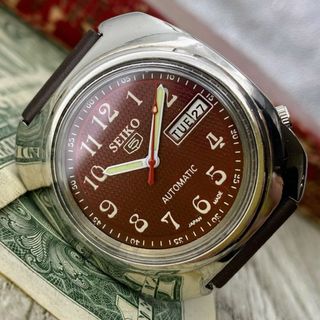 セイコー(SEIKO)の【レトロ可愛い】セイコー5 メンズ腕時計 レッド 自動巻き ヴィンテージ(腕時計(アナログ))