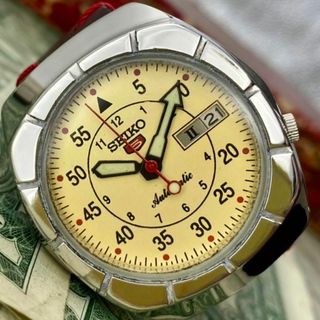 SEIKO - 【レトロな色合い】セイコー5 メンズ腕時計 イエロー 自動巻き ヴィンテージ