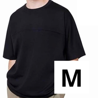 Tシャツ M 透けない メンズ 半袖 ゆったり 胸ポケット 無地 ブラック(Tシャツ/カットソー(半袖/袖なし))