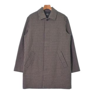 A.P.C. ステンカラーコート M ベージュx茶x紺等(チェック) 【古着】【中古】(ステンカラーコート)