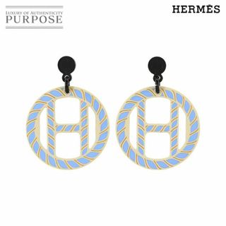 エルメス(Hermes)の未使用 展示品 エルメス HERMES H エキップ ピアス バッファローホーン ブルー ベージュ シルバー 金具 アクセサリー VLP 90233636(ピアス)