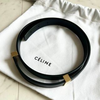 セリーヌ(celine)のCELINE フィービー期 レザーベルト 金具 ブラック 専用巾着袋付き M(ベルト)