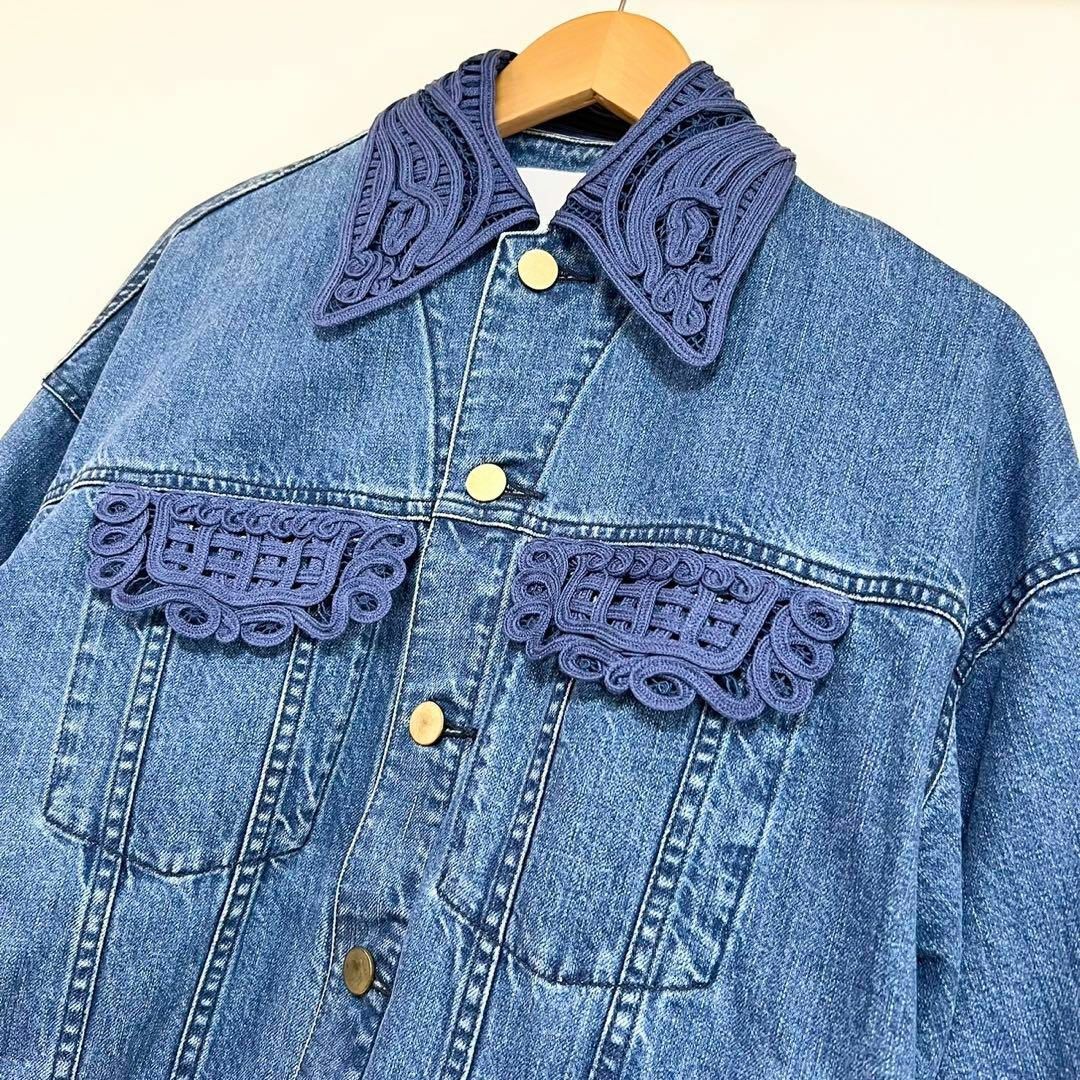 Mame Kurogouchi コード刺繍 オーバーサイズデニムジャケットの Mame Kurogouchi コード刺繍 オーバーサイズデニムジャケットの