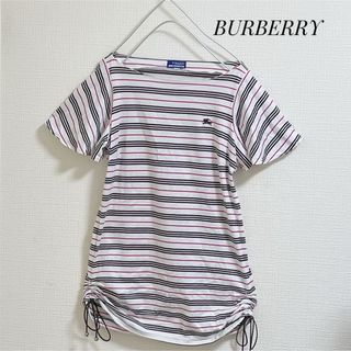 BURBERRY BLUE LABEL - バーバリーブルーレーベル　Tシャツ　ロゴ　M ボーダー　ロゴ　お洒落　春夏