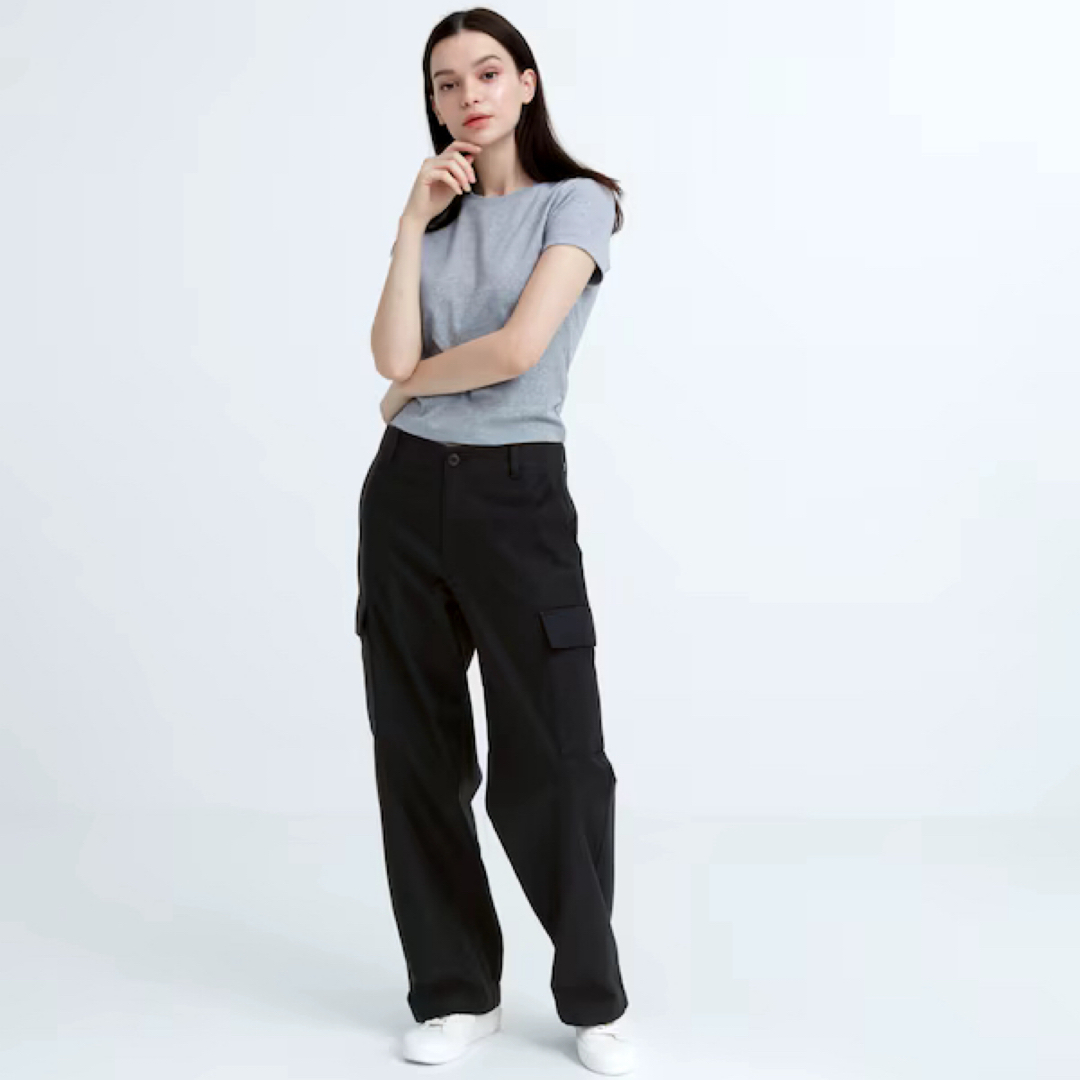 UNIQLO - 新品 ユニクロ ワイドストレートカーゴパンツ(丈標準 UNIQLO - 新品 ユニクロ ワイドストレートカーゴパンツ(丈標準
