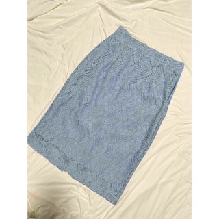 ZARA BASIC　レーススカート　水色　Mサイズ(ひざ丈スカート)