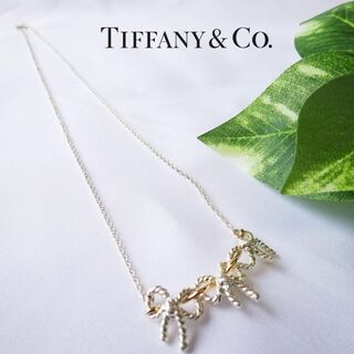 ティファニー(Tiffany & Co.)の美品☆ティファニー トリプルリボン シルバー＆ゴールド ネックレス(ネックレス)