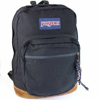 ジャンスポーツ(JANSPORT)の00s JANSPORTジャンスポーツ ボトムレザー ナイロン デイパック 黒★リュックサック バックパック オールド アウトドア ブラック(バッグパック/リュック)