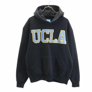 ユーシーエルエー(UCLA)のユーシーエルエー USA製 長袖 パーカー M ブラック系 UCLA スウェット 裏起毛 メンズ(パーカー)