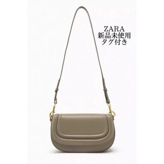 ザラ(ZARA)のZARA ザラ ショルダーバッグ グレー　キャンバス レザー 人気 新品(ショルダーバッグ)