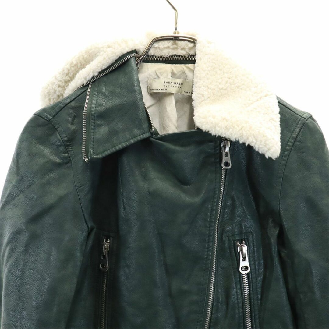 ザラべーシック ダブルライダースジャケット M グリーン系 ZARA ザラべーシック ダブルライダースジャケット M グリーン系 ZARA