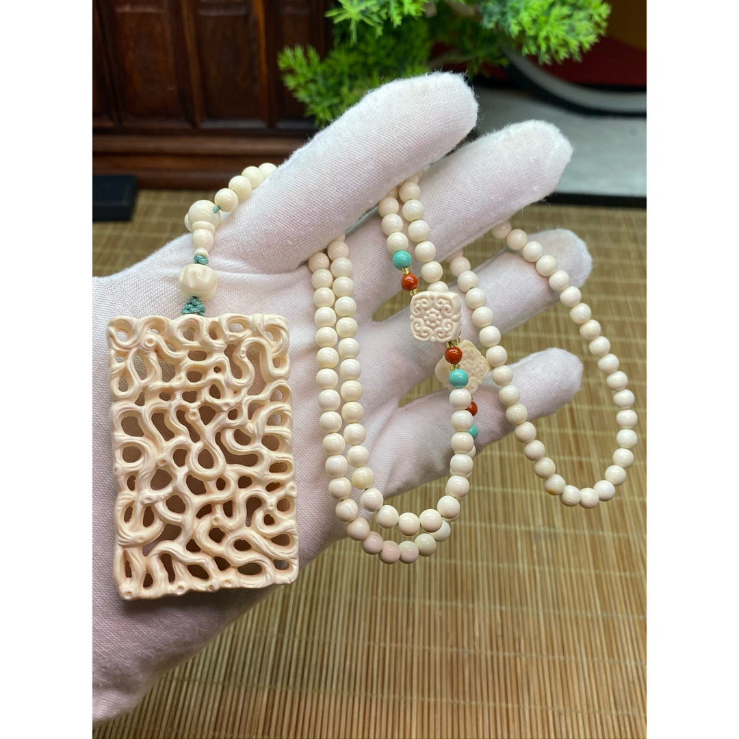天然マンモス牙美しい手作り彫刻 路路通 ネックレス 天然マンモス牙美しい手作り彫刻 路路通 ネックレス