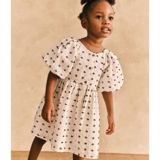 ZARA KIDS - NEXT パフスリーブ ワンピース Mono Textured Dress 