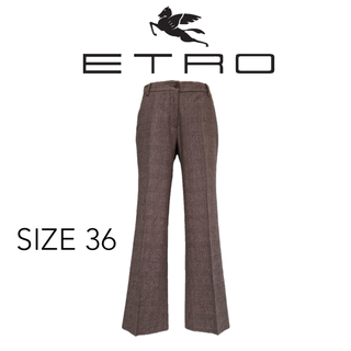 エトロ(ETRO)の美品 ETRO エトロ ワイド パンツ グレンチェック ピンク(カジュアルパンツ)