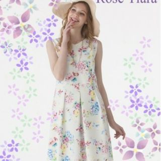 ローズティアラ(Rose Tiara)のローズティアラ水彩紫陽花花柄ワンピース(ひざ丈ワンピース)
