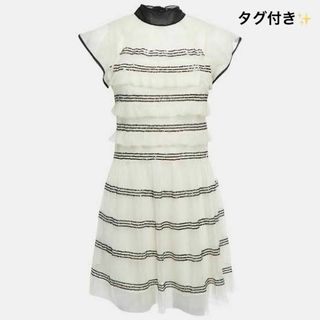 レッドヴァレンティノ(RED VALENTINO)のRED VALENTINO チュール フリル リボン シアーミニワンピース 40(ミニワンピース)