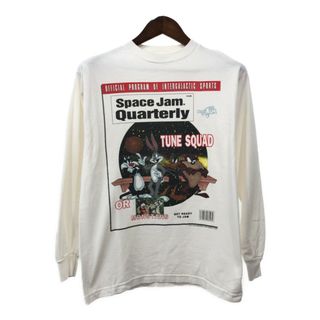 90年代 SPACE JAM スペースジャム ルーニーチューンズ 長袖Ｔシャツ ムービーT キャラクター ホワイト (メンズ M相当) 中古 古着 Q8773(Tシャツ/カットソー(七分/長袖))