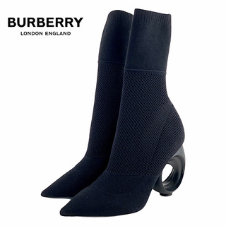 バーバリー(BURBERRY)のバーバリー BURBERRY ブーツ ショートブーツ 靴 シューズ ファブリック ブラック 未使用 ソックスブーツ ニット(ブーツ)