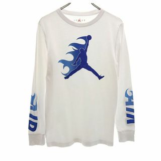 エアジョーダン プリント バスケットボール 長袖 ウェア XL 13-15YRS ホワイト AIR JORDAN Tシャツ ナイキ NIKE キッズ(バスケットボール)