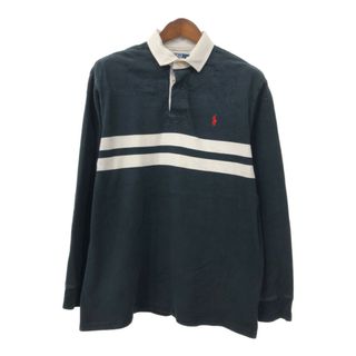 ポロラルフローレン(POLO RALPH LAUREN)のPolo by Ralph Lauren ポロ ラルフローレン 長袖 ポロシャツ ラガーシャツ ブラック (メンズ L) 中古 古着 Q8775(ポロシャツ)