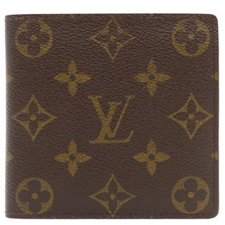 ルイヴィトン(LOUIS VUITTON)のルイヴィトン LOUIS VUITTON 二つ折り財布 ポルトフォイユ マルコ モノグラムキャンバス モノグラム ゴールド金具 茶 コンパクトウォレット  M61675  CA0033【中古】(折り財布)