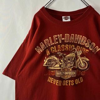 ハーレーダビッドソン(Harley Davidson)のハーレーダビッドソン　Tシャツ　ビッグプリント　XL　アメカジ　レッド　古着(Tシャツ/カットソー(半袖/袖なし))