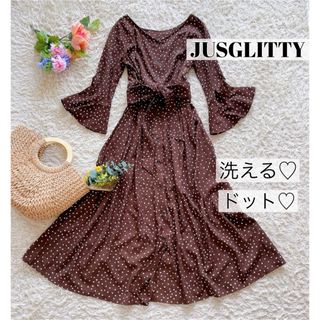 ジャスグリッティー(JUSGLITTY)の【未使用品♡洗える】ジャスグリッティー 茶色 ブラウン 3WAYロングワンピース(ロングワンピース/マキシワンピース)