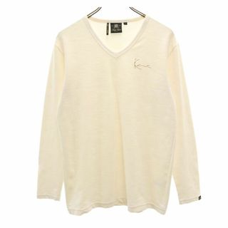 Karl Kani - カールカナイ ゴルフ 日本製 総柄 ゴルフ 長袖 Vネック Tシャツ L ホワイト系 Karl Kani GOLF メンズ